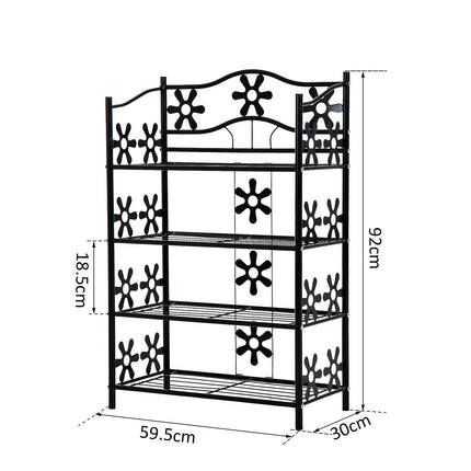 Black Metal Plant Shelf - 4 tiers, 59.5x30x92cm