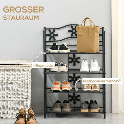 Black Metal Plant Shelf - 4 tiers, 59.5x30x92cm