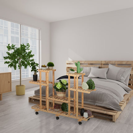 Plant shelf in bamboo 6 shelves