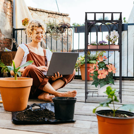 Plant stand in metal with roof