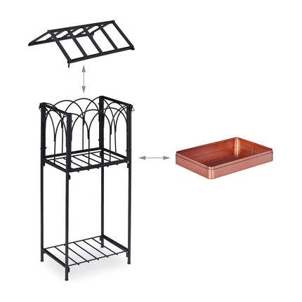 Plant stand in metal with roof