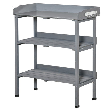 Garden planting table, metal & wood, 76x37x89cm
