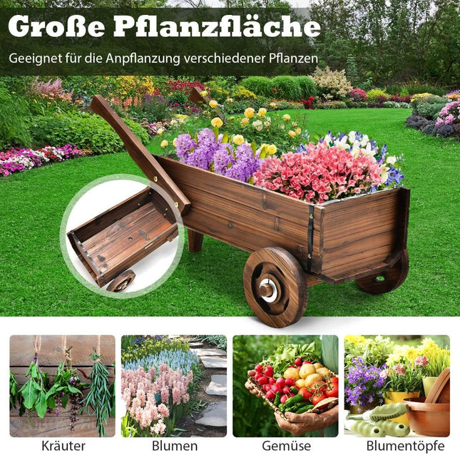 Plantenwagen Decoratieve bloemenwagen met wielen 81 x 40 x 38,5 cm Bruin