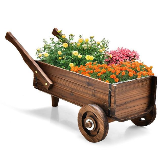 Plantenwagen Decoratieve bloemenwagen met wielen 81 x 40 x 38,5 cm Bruin