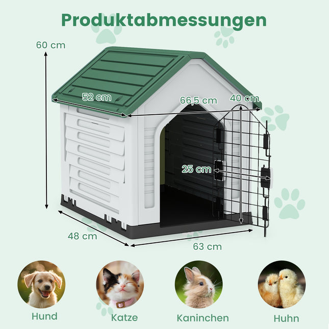 Plastic Dog House with Lockable Door & Ventilation