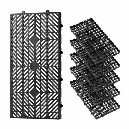 Plastic Pallets, 6-Pack HDPE Grid, 600x300x30 mm, Black
