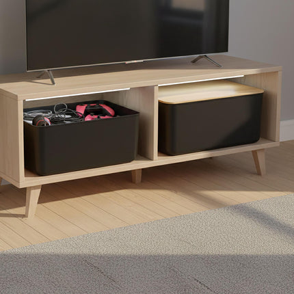 Plastic Storage Box Set with Bamboo Lid, Stackable