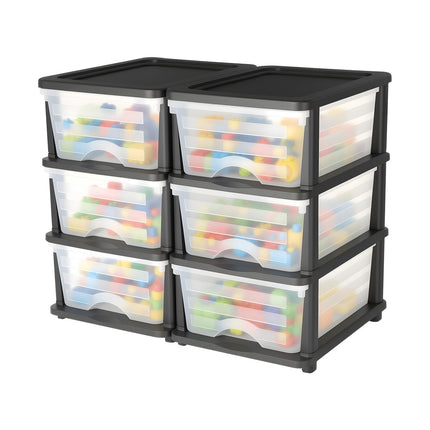 Plastic Storage Drawer Organizer, 2-Pack, 6 Drawers