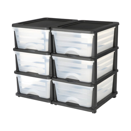 Plastic Storage Drawer Organizer, 2-Pack, 6 Drawers