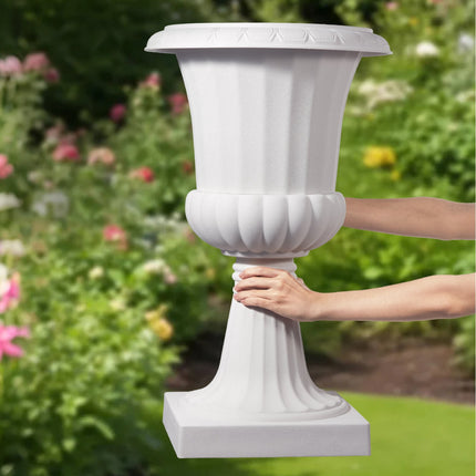 Plastic Urn Planters, 40 x 67 cm, 2-Pack White
