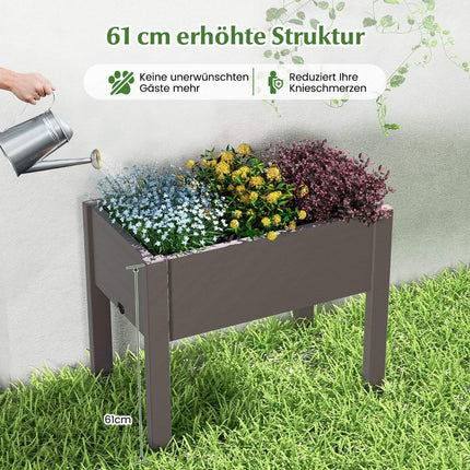 Plastic raised bed garden bed self-watering 53L 76 x 45 x 61 cm coffee