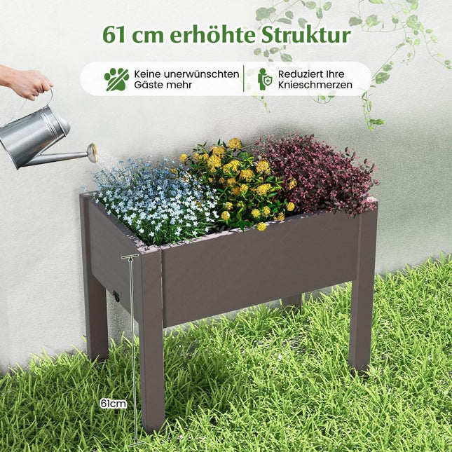 Plastic raised bed garden bed self-watering 53L 76 x 45 x 61 cm coffee