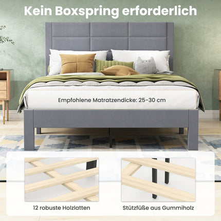 Platform Bed Frame for 200x140 cm Mattress, Grey Velvet