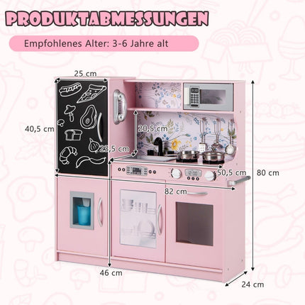 Play Kitchen Set for Toddlers with Chalkboard, Pink
