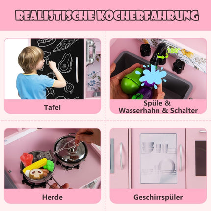Play Kitchen Set for Toddlers with Chalkboard, Pink