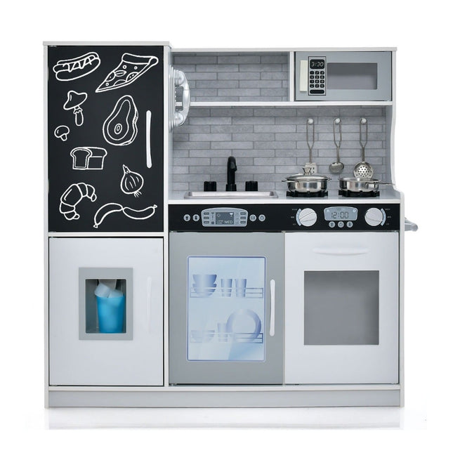 Play Kitchen Set with Blackboard, Sink & Oven – 82x24x80 cm