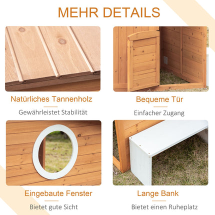 Wooden outdoor playhouse for children with window and mailbox