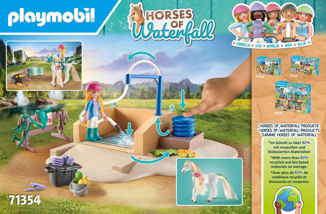 Playmobil World Of Horses Washing Station With Isabella And Lioness 71354