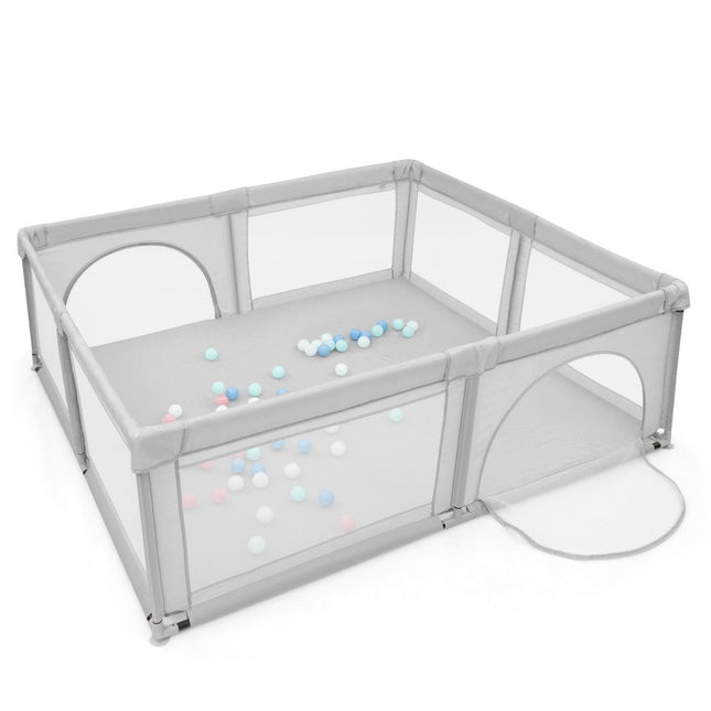 Playpen Tent for Infants and Toddlers Playpen with 2 Doors Gray