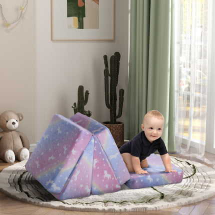 Children's sofa in foam, reclining, glowing pink velvet, 5-part