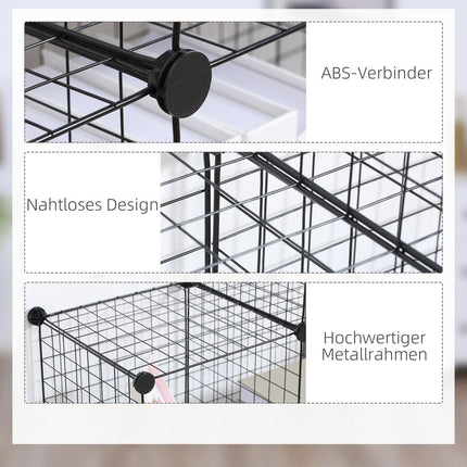 Modular wire storage shelf - 6 cubes, black, 109 x 37 x 109 cm