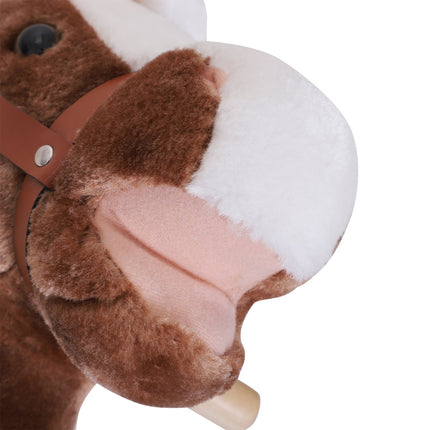 Brown plush rocking horse toy - 74x33x62 cm