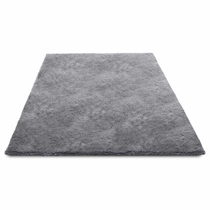 Plush Shag Area Rug, 8x10 ft, Smoke Gray, Non-Slip