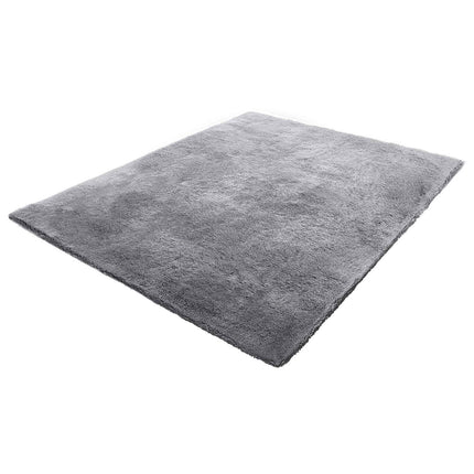 Plush Shag Area Rug, 8x10 ft, Smoke Gray, Non-Slip