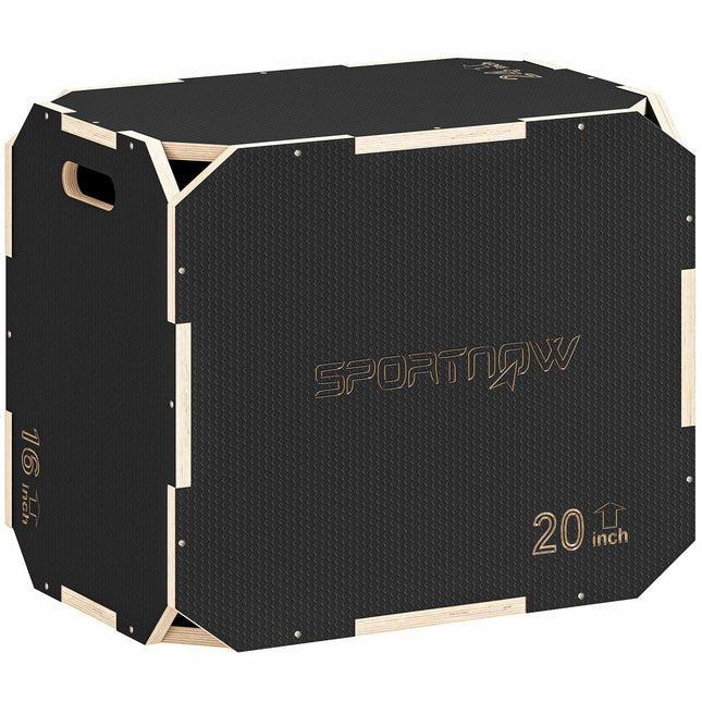 Plyo Box 3-In-1, Wooden, 61/51/41 cm, 120 kg, Black