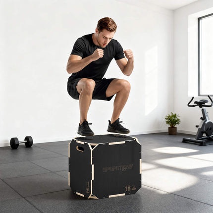 Plyo Box 3-In-1, Wooden, 61/51/41 cm, 120 kg, Black