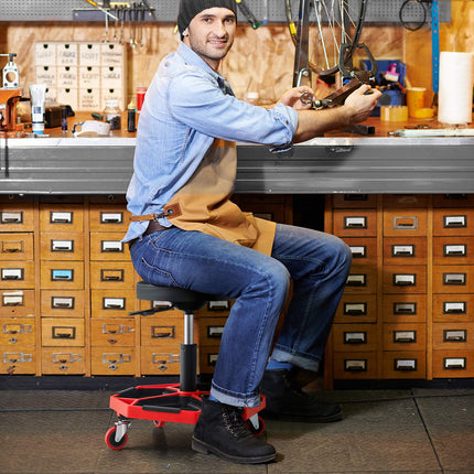 Pneumatic Rolling Mechanic Stool, 330 Lbs, Tool Tray