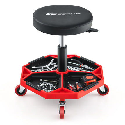 Pneumatic Rolling Mechanic Stool, 330 Lbs, Tool Tray