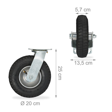 Pneumatic Swivel Castor, 360° Rotation, Heavy-Duty