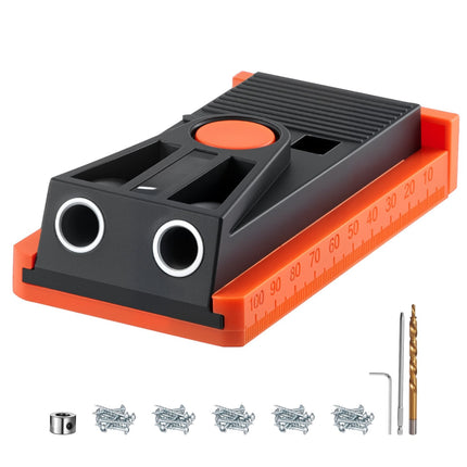 Pocket Hole Jig Kit, Adjustable 1/2–1-1/2 in, Drill Bit, Screws
