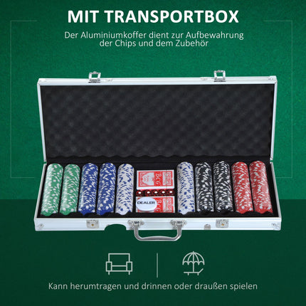 500-piece poker set with aluminum case and dice