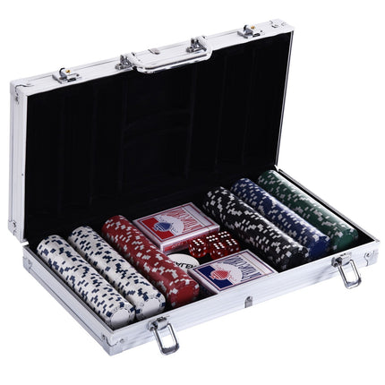 Poker chip set - 300 chips, 2 decks, 5 dice, aluminum case
