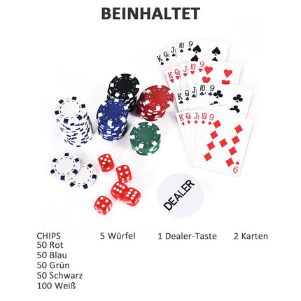 Poker chip set - 300 chips, 2 decks, 5 dice, aluminum case