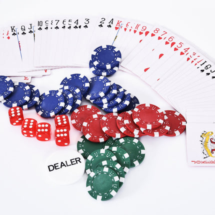 Poker chip set - 300 chips, 2 decks, 5 dice, aluminum case