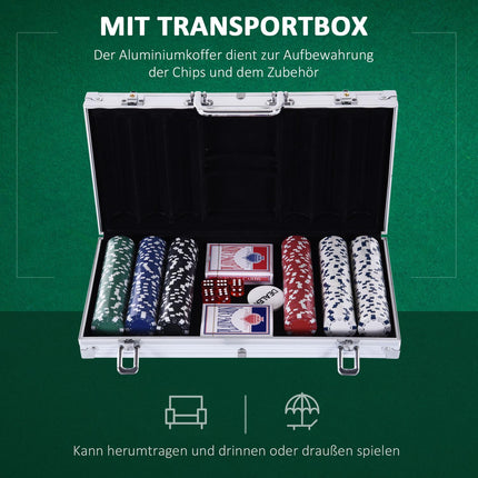 Poker chip set - 300 chips, 2 decks, 5 dice, aluminum case