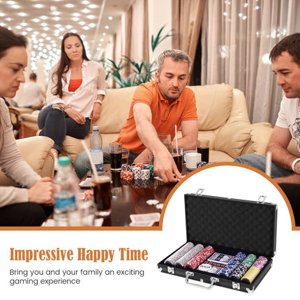 Poker Chip Set, 300 Chips, Texas Hold'em, Aluminum Case