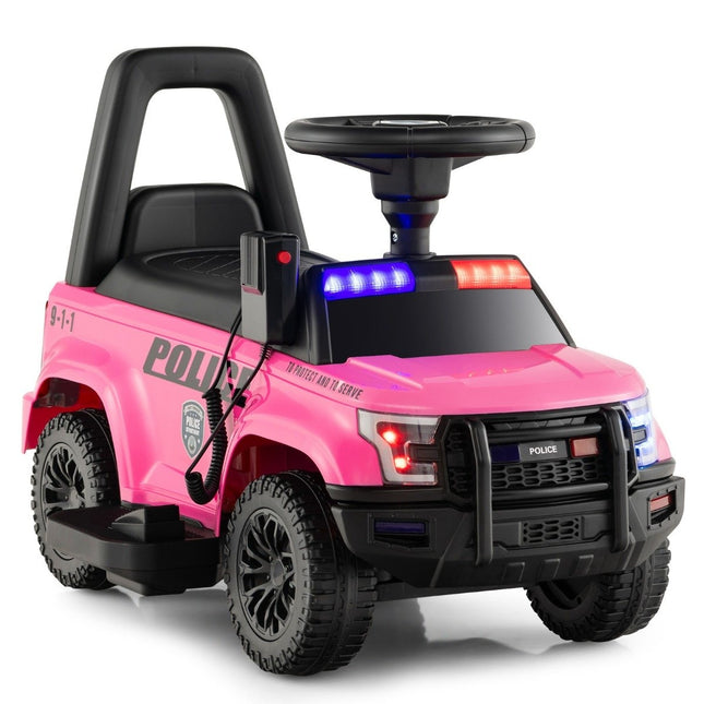 Police electric car for children 6V electric children's car with storage space pink