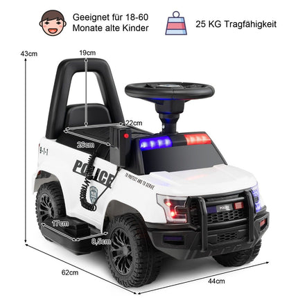 Police electric car for children 6V electric children's car with storage space white