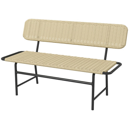 2-seater poly rattan bench, metal frame, capacity 250 kg