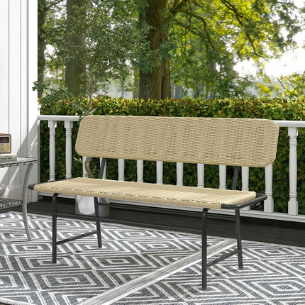 2-seater poly rattan bench, metal frame, capacity 250 kg