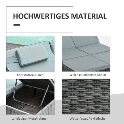 Double bed with sun protection, steel & polyester, grey