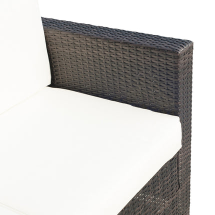 2-seater poly rattan garden sofa with cushions, brown and white
