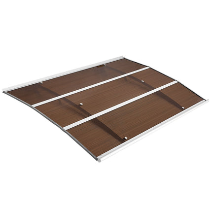 Polycarbonate Door Awning Canopy With Drainage, 39 x 59 in, Brown