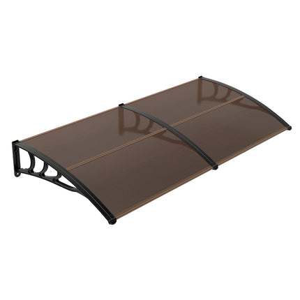 Polycarbonate Door Canopy, 197x89cm, Brown, Weatherproof