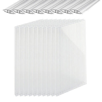 Polycarbonate Greenhouse Panels, 10-Pack, 121x60.5 cm