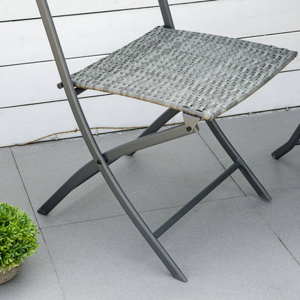 Rattan Bistro Set for 2 - Gray Poly Rattan Outdoor Furniture